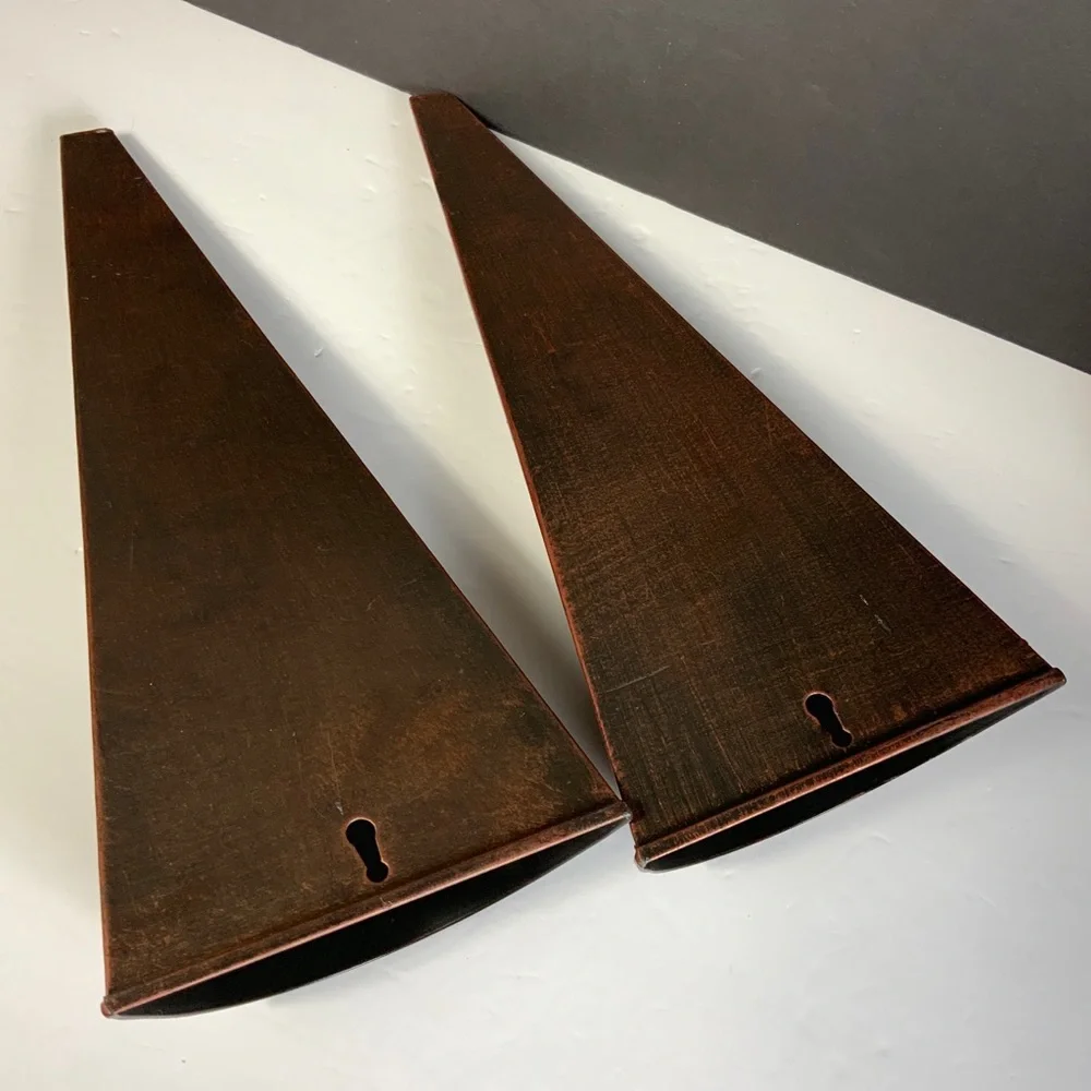 Vintage Metal Wall Sconce Silk Flower Holder Set of 2 Farmhouse 14 1/2 Tall #N1